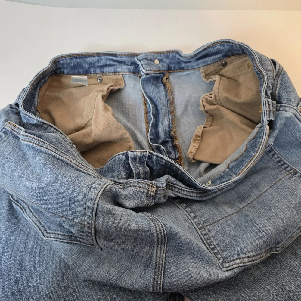Duluth Trading Ballroom Double Flex Jeans Mens 38x32 Blue Slim Fit Straight